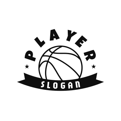 Basketball Ribbon and Star Ball Logo