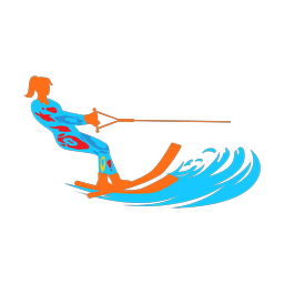 Water skiing colorful clipart, Splash style