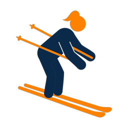 Downhill skiing 2 colored clipart, Round style