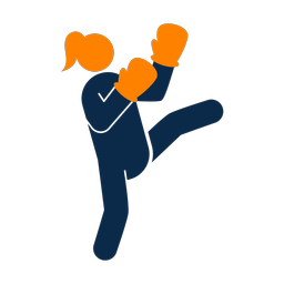 Kickboxing 2 colored clipart, Round style