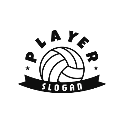 Volleyball Ribbon and Star Ball Logo