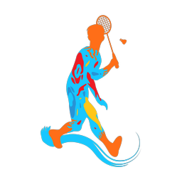 Badminton colorful clipart, Splash style
