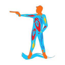 Pistol shooting colorful clipart, Splash style