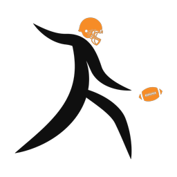Football kicker 2 colored clipart, Motion style
