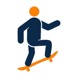 Skateboarding 2 colored clipart, Round style