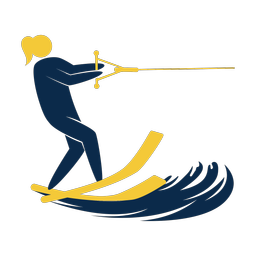 Water skiing 2 colored clipart, Strike style