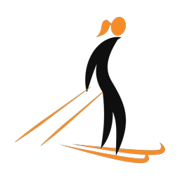 Cross country skiing 2 colored clipart, Motion style