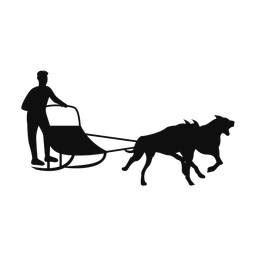 Sled dog racing silhouette, Classic style
