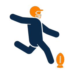 Football kicker 2 colored clipart, Round style