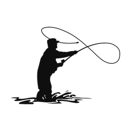 Fly fishing silhouette, Classic style