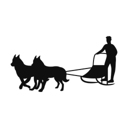 Sled dog racing silhouette, Classic style