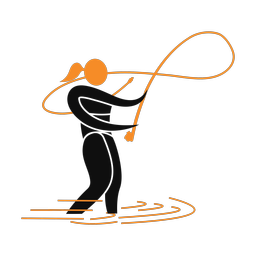Fly fishing 2 colored clipart, Motion style