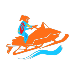 Snowmobile racing colorful clipart, Splash style