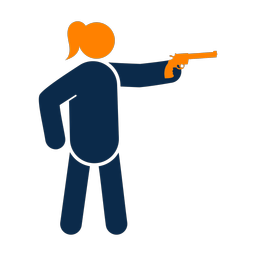 Pistol shooting 2 colored clipart, Round style