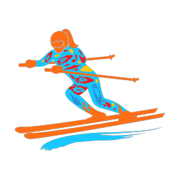 Downhill skiing colorful clipart, Splash style