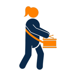 Side drummer 2 colored clipart, Round style