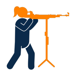 Rifle shooting 2 colored clipart, Round style