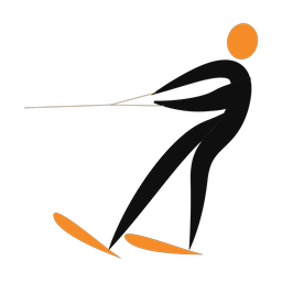 Water skiing 2 colored clipart, Motion style
