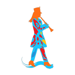 Clarinet colorful clipart, Splash style