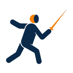 Fencing 2 colored clipart, Round style