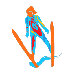 Ski jumping colorful clipart, Splash style