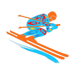 Downhill skiing colorful clipart, Splash style