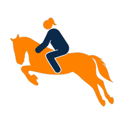 Horse jumping 2 colored clipart, Round style