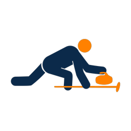 Curling 2 colored clipart, Round style