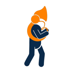 French horn 2 colored clipart, Round style