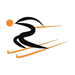 Downhill skiing 2 colored clipart, Motion style