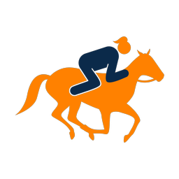 Horse racing 2 colored clipart, Round style