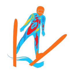 Ski jumping colorful clipart, Splash style