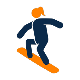 Snowboarding 2 colored clipart, Round style