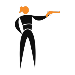 Pistol shooting 2 colored clipart, Motion style