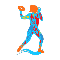 Football quarterback colorful clipart, Splash style
