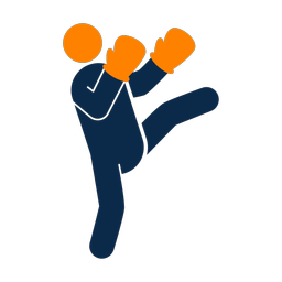 Kickboxing 2 colored clipart, Round style