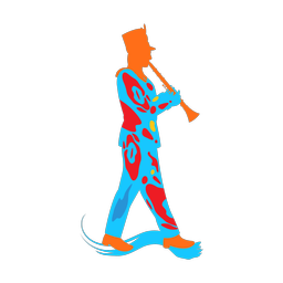 Clarinet colorful clipart, Splash style