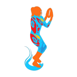 Football receiver colorful clipart, Splash style