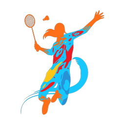 Badminton colorful clipart, Splash style