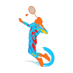 Badminton colorful clipart, Splash style