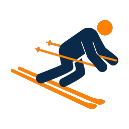 Downhill skiing 2 colored clipart, Round style