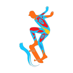 Skateboarding colorful clipart, Splash style