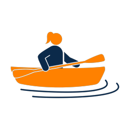 Kayaking 2 colored clipart, Round style