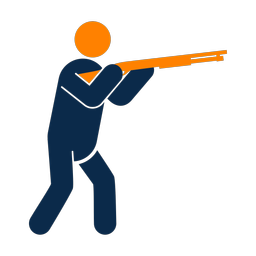 Skeet shooting 2 colored clipart, Round style