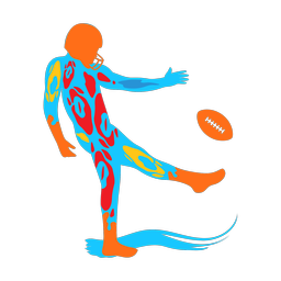 Football punter colorful clipart, Splash style