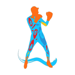 Boxing colorful clipart, Splash style