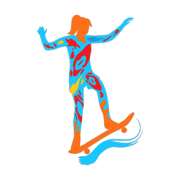 Skateboarding colorful clipart, Splash style