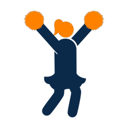 Cheerleading 2 colored clipart, Round style