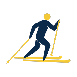 Cross country skiing 2 colored clipart, Strike style