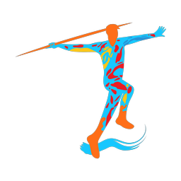 Javelin throw colorful clipart, Splash style